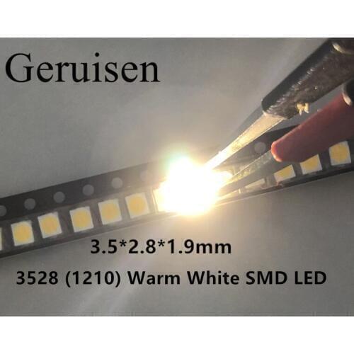 1210 SMD SMT 3528 LED Warm white POWER TOP PLCC-2 Lamp Bead SMD Chip for All Kinds of LED Light 200PCS