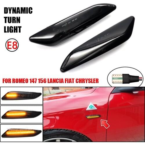2Pcs For Alfa Romeo 156 / 156 Sportwagon Typ (932) / 147 Typ (937) Scroll Dynamic LED Side Light Turn Signal Blinker Lamp Smoked