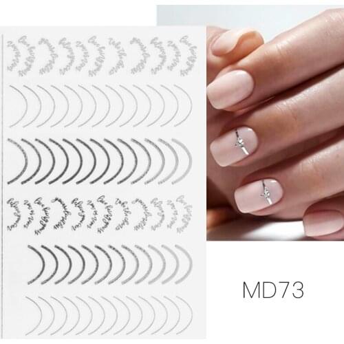 MEET ACROSS Gold Silver 3D Nail Sticker Curve Stripe Lines Nails Stickers Adhesive Striping Tape Nail Foil Nail Stickers Decal