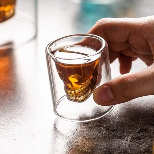 4pc/set skull Head cup double layer coffee Whiskey Vodka Wine mug travel cute christmas mugs tumbler shot glass Milk cup in bulk