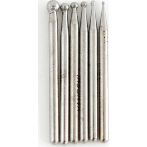 6Pcs 3mm Shank Diamond Spherical Polishing Grinding Head Mounted Points Grinding Bit for Dremel Rotary Tools 1/1.5/2/2.5/3/4mm