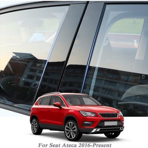 8pcs Car Styling For Seat Ateca 2016-Present Car Window Trim Sticker Middle Column Stickers PVC External Accessories