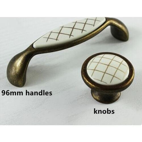 96mm creative rustico vintage furniture handle milky white drawer cabinet pull knob bronze antique brass dresser door handle ABS