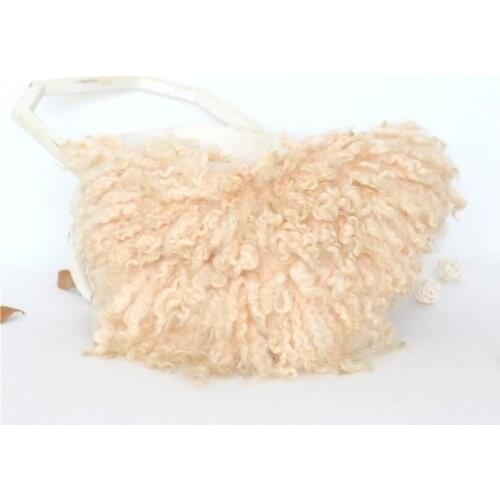 Beige Curly Felted Layer Posing Wool Layer Newborn Wool Blanket Baby Photography Props Newborn Curly Rug Lamb Fur Basket Wool