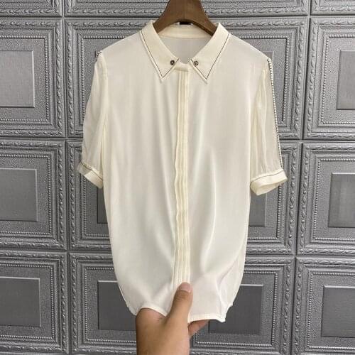 Blouse T Shirt Ladies Tops Women Summer Autumn Spring Floral Printed Mulberry Silk Top Shirt type like