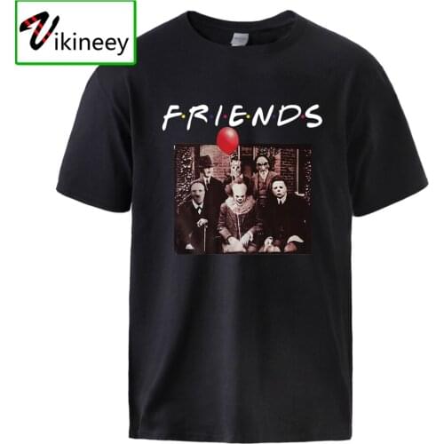 Friends Clown Horror Movie Tshirts Summer Short Sleeve Top Tee Cotton Tshirt 2020 New Arrival Camisas Loose Fit Tshirt Plus Top