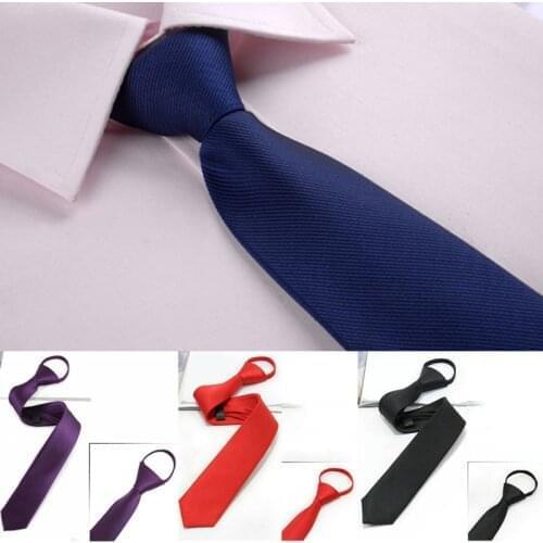 Zip Tie 5cm Fashion Casual Korean Version Narrow Version Easy To Pull Lazy Men Formal Business Black Solid Color