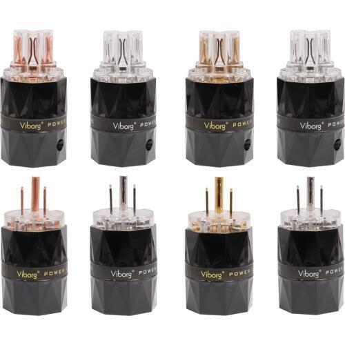 Viborg VM503 VF503 Power Plug Transparent 99.99% Pure Copper HiFi audio Power Cord Connector Power Plug Male Female Connector