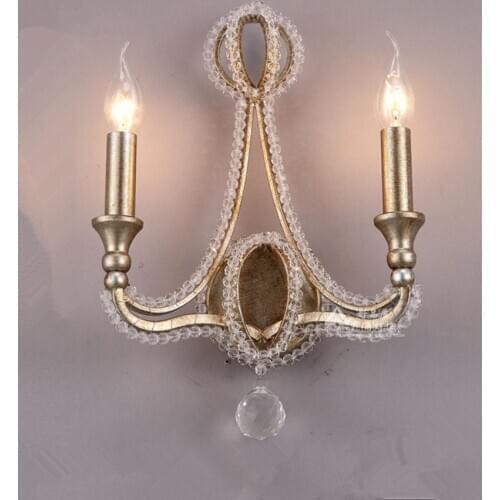 Italy large Vintage silver wall lamp Led Arandela Hotel fixtures Retro Home decoration crystal wall sconce bedroom Bedside Light