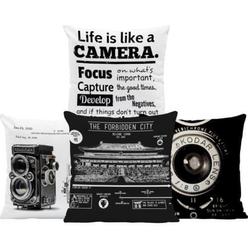 Camera Structure Cushion Covers Building Palace Pillowcases Buddha Pop Art Floor For Teens Pillowslip Covers 45X45Cm Velvet Fun