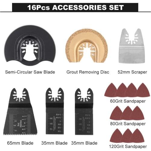16 Pcs/set Oscillating Tool Blades Carbide Multitool Saw Blades for Hard Material, Hardened Metal, Nails, Bolts and Screws