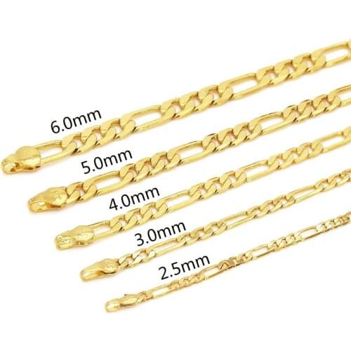 MxGxFam ( Full Size Choice ) Fashion NK1:3 Chain Necklace For Men Women Yellow Gold Plated Lead and Nickel Free