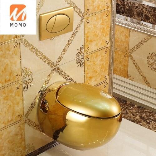 Wall mounted gold toilet, small family suspended water closet, wall mounted toilet Biological Toilet Closestool Toilet Seat