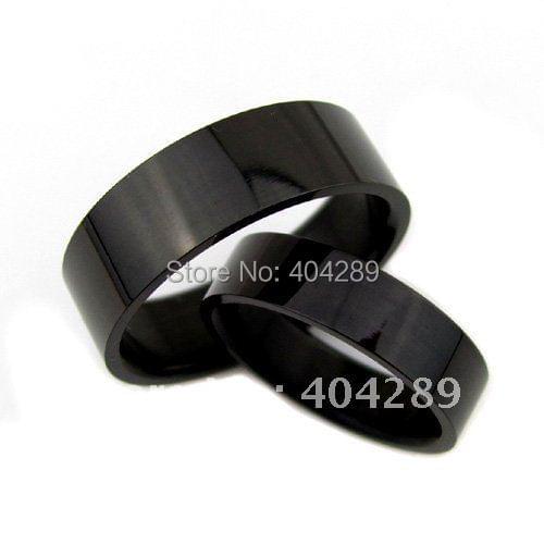 Wholesale 50pcs Fashion Black Stainless Steel Rings,4mm & 6mm for Choose