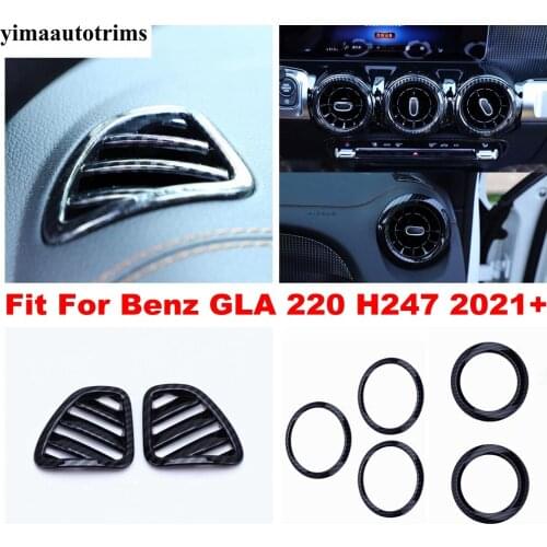 Carbon Fiber Look / Matte Dashboard Air Conditioning AC Vent Outlet Cover Trim Accessories For Mercedes-Benz GLA 220 H247 2021