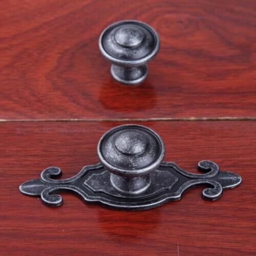American retro distress style knobs with backplane furniture handles antique iron drawer shoe cabinet dresser knobs pull handle