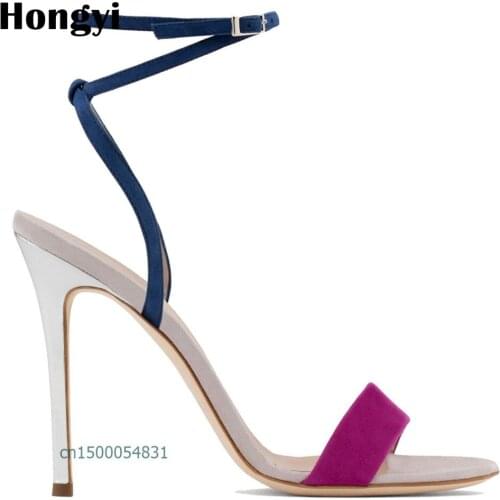 Hongyi Woman Shoes summer Concise Flock women sandals Straps sandal heels Thin high heels sandals sandalias de salto alto
