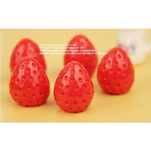 Tanduzi 10PCS Resin Strawberry Resin Fruit Cabochons Phone Decor Hair Bow Scrapbooking Diy Decoden Kawaii Simulation Food