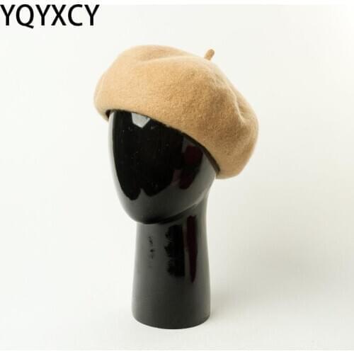 YQYXCY Wool Beret Autumn Winter Hats For Women Ladies Hats Painter Cap Elastic Band Beret Femme Solid Color High Quality Vintage