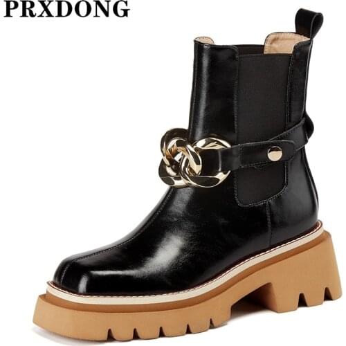 New Arrival Women Ankle Boots Shoes Thick High Heels Platform Black Beige Dress Casual Autumn Winter Shoes Woman Chelsea Boots