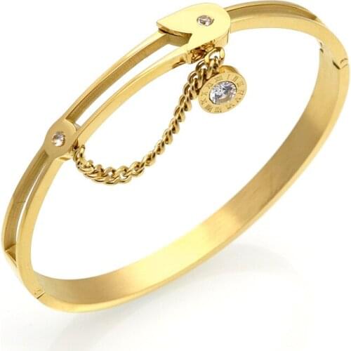 Gold Color Roman Number Bracelets & Bangles Austrian Crystal Hollow Charming Chain Bracelet Womens Jewelry pulseira