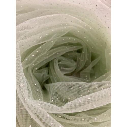 1 Yard Light Green Tulle Fabric With Glitters For Dress Costume Dance Costume, Sparkling Galaxy Tulle Fabric