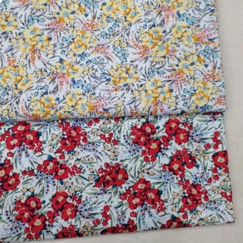 145x50cm Small Floral Pastoral Style Cotton Poplin Sewing Fabric, Making Womens Childrens Clothing Cloth