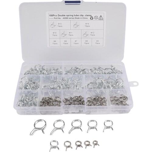150pcs 10 Size Water Pipe Air Tubing Spring Clips Assortment Kit Easy to use