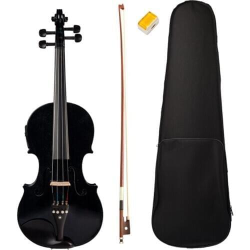4/4 Full-Size Violin Violin Sound and Electric Violin Solid Wood Body Ebony Accessories High Quality Black Electric Violin