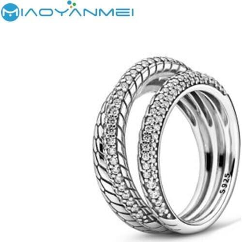 925 Sterling Silver Rings 2020 Autumn New Silver Three Rings Snake Bone Pattern Ring Fashion Jewelry Women Birthday Gift