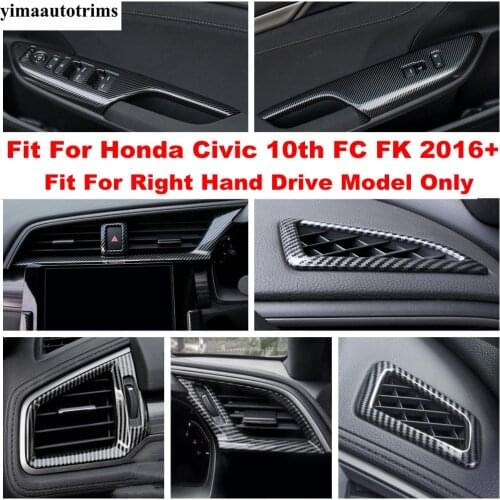 ABS Carbon Fiber Look Accessories Dashboard AC Air Central Control Decor Strip Cover Trim For Honda Civic 10th FC FK 2016 - 2020