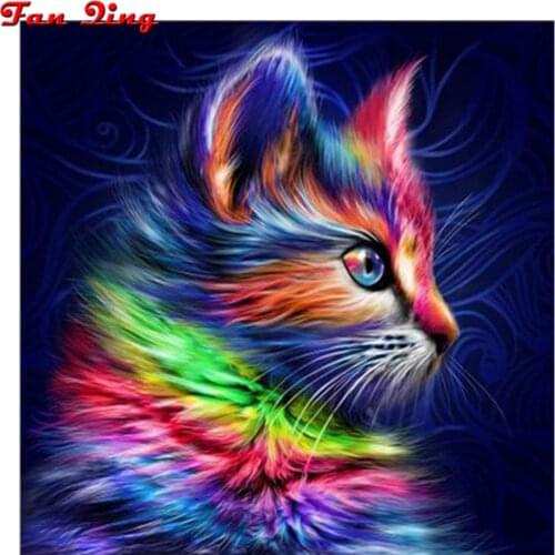 Diamond Painting Cross Stitch "Animal color cat" 5D DIY Diamond Embroidery Full Square/round Rhinestone Of Picture
