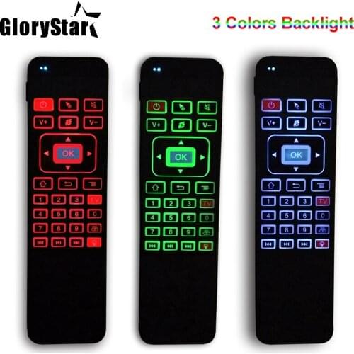 3 Colors Backlight 2.4G Fly Air Mouse Mini Wireless Gaming Keyboard Universal Remote Control Gamepad for Android TV Box X92 PS3
