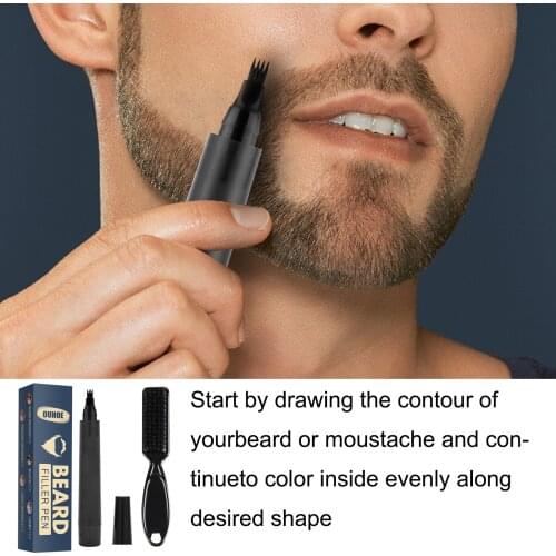 Beard Pencil Filler Beard Filling Pen Kit Barber Pencil With Brush Salon Facial Hair Styling Eyebrow Tool Male Mustache Repair