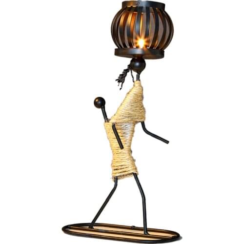 Humanoid Candlestick Exquisite Iron Candlelight Dinner Candle Holder Sturdy Living Room Abstract Modeling