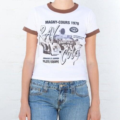 Letter Print Cotton Tee Shirt Women Summer Casual Patchwork O Neck Short Sleeve Y2K Top Femme Vintage Chic Slim T Shirt 2021