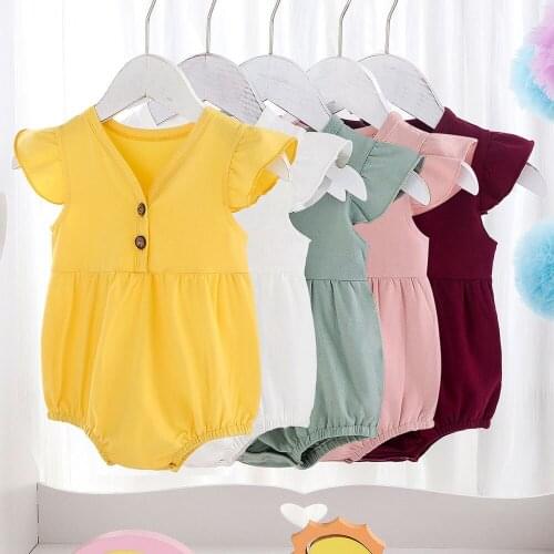 Newborn Cotton Romper Cute Short Sleeve Baby Girls Bodysuit Jumpsuit Toddler Summer One-piece Clothes