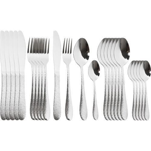 Classic 24Pc Silver Cutlery Set Dinnerware Stainless Steel Flatware Tableware Wedding Fork Knife Gold Tea Spoon Set