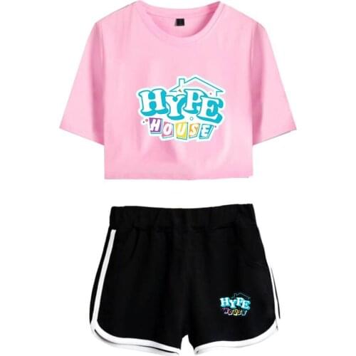Cute Shorts+lovely T-shirt Sets 2021 The Hype House Two Piece Set Women Sexy Shorts+lovely T-shirt Kimetsu No Yaiba Sport suits