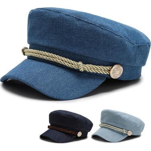 Fashion Autumn Winter Hats Sailor for Women Retro Military Cap Denim Beret Cap Casquette
