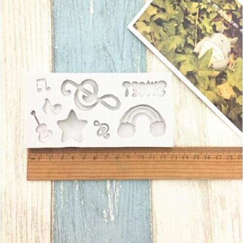 Musical Notes Guitar Rainbow Silicone Cake Mold Fondant Sugarcraft Cake Decoration Mold Kitchen Gumpaste Pastry Tools