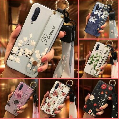 Soft Back Cover Phone Case For Xiaomi Mi CC9E/A3 Kickstand For Woman Lanyard Shockproof For Girls