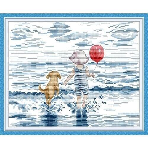 Everlasting Love Seaside Ecological Cotton Chinese Cross Stitch Kits 11CT 14CT DIY Holiday Gift Send Off Family Home Decoration