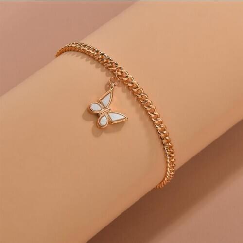 Coxeer 1pc Fashion Alloy Butterfly Rhinestone Decor Anklet Adjustable Alloy Anklet Chain Jewelry Accessories For Women Girls
