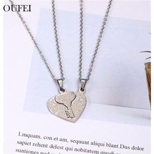 OUFEI Stainless Steel Jewelry Charms Couple Necklace For Lovers Fashion Necklaces 2019 Jewelry Accessories Choker Chain