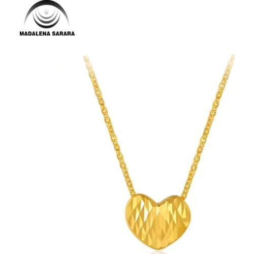 MADALENA SARARA Pure Gold Heart Pendant 18k Pure Gold Chain Necklace Small Clavicle Water Wave Necklace