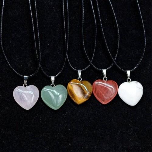Necklace Quartz Crystal Healing Point Chakra Love Heart Pendant Yoga Reiki Cut
