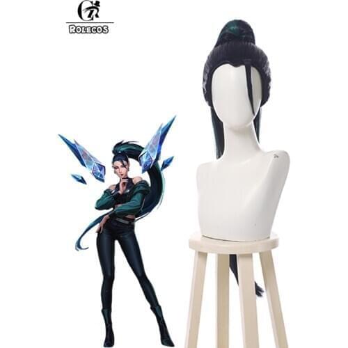 ROLECOS Game LOL KDA Baddest Kaisa Cosplay Wig KDA Cosplay Baddest Kaisa Wig Mixed Color 80CM Long Hair Women Halloween Headwear