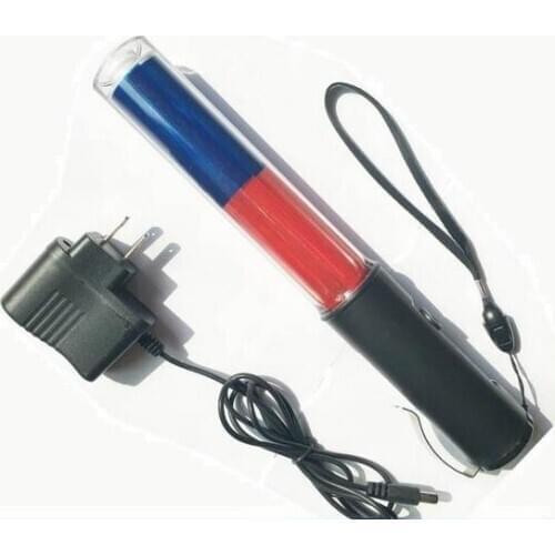 Rechargeable Style OutdoorDouble Color Safety Many Functional LED Traffic Flashlight Baton 26cm Length Magnet At The Bottom