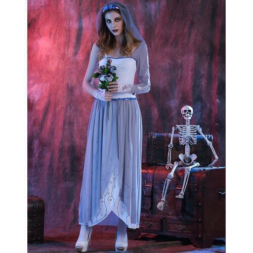 Sexy Vampire Skeleton Printed Mummy Masquerade Cosplay Dress Bride Of Chucky stumes Veil Gloves Set Halloween Cosplay Co